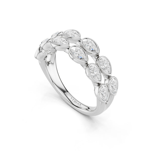 Two-Tier Pear Bezel-Set Diamond Band