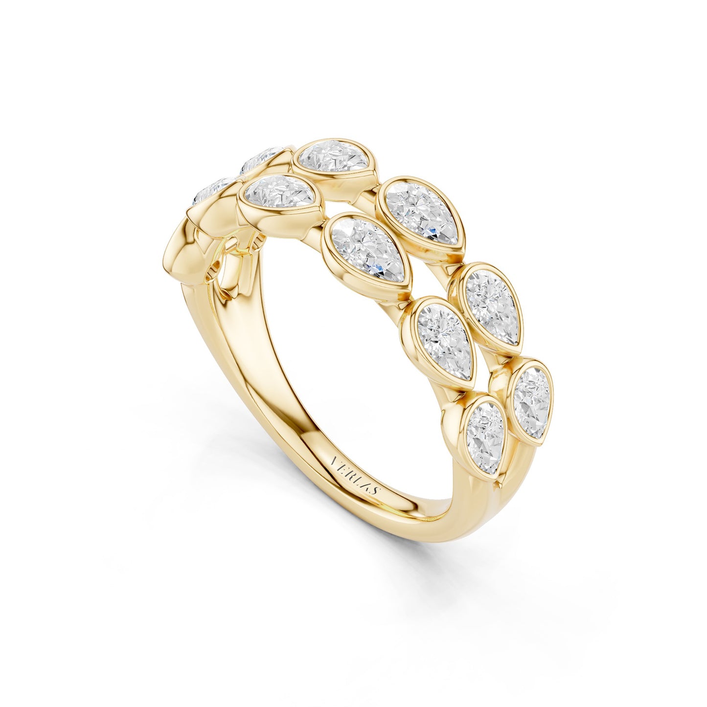 Two-Tier Pear Bezel-Set Diamond Band