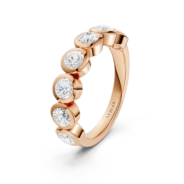 Round Bezel-Set Half-Eternity Diamond Band