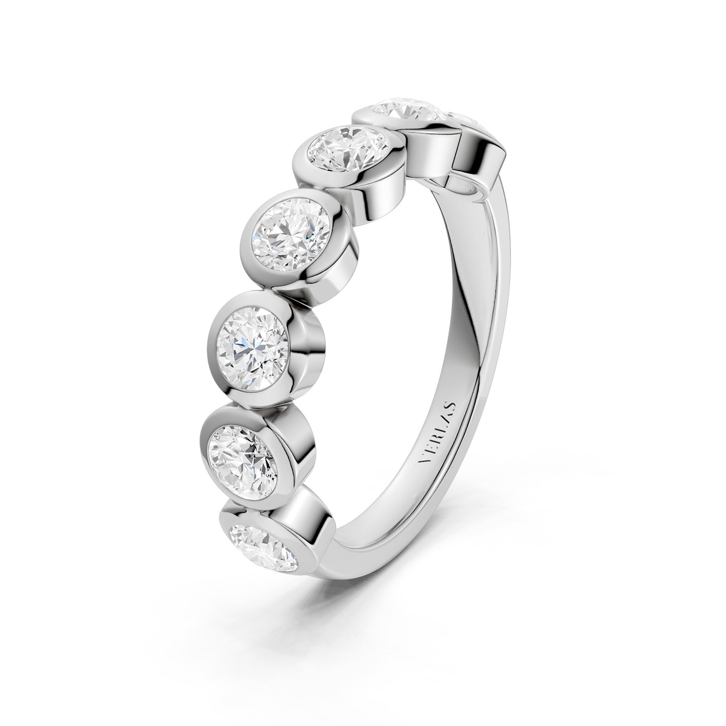 Round Bezel-Set Half-Eternity Diamond Band
