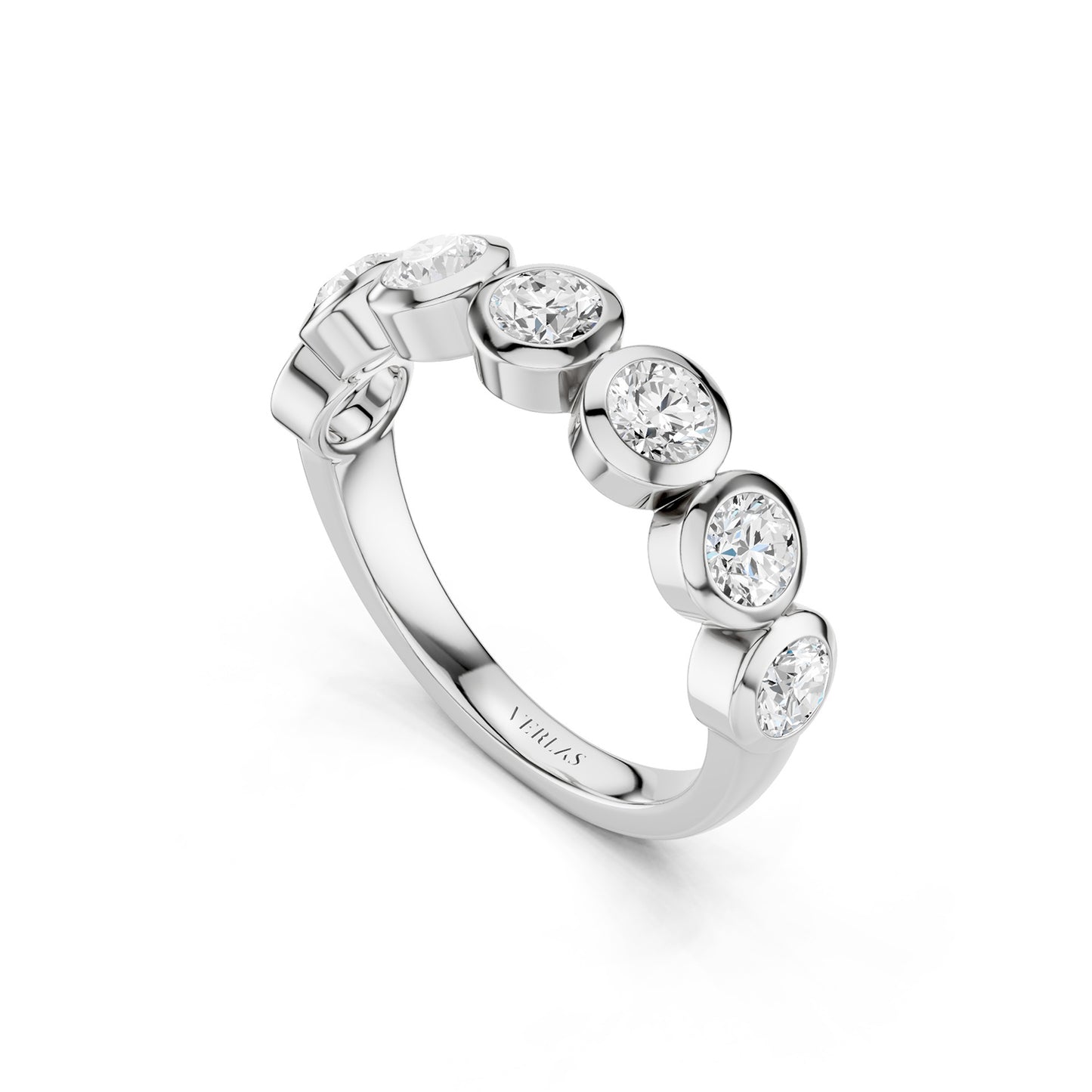 Round Bezel-Set Half-Eternity Diamond Band