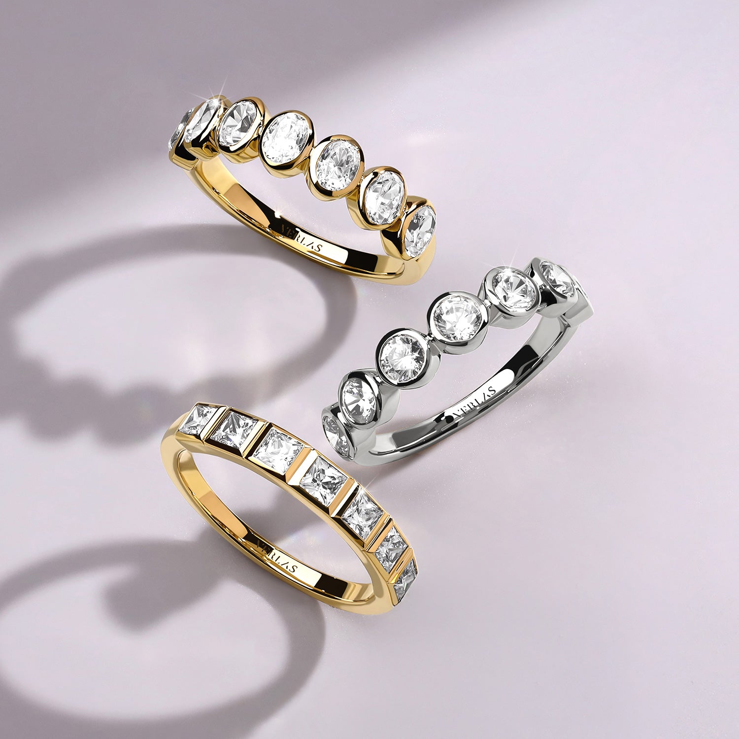 Round Bezel-Set Half-Eternity Diamond Band