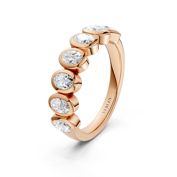 Oval Bezel-Set Half-Eternity Diamond Band