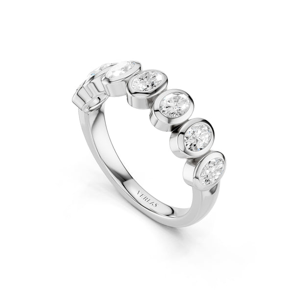 Oval Bezel-Set Half-Eternity Diamond Band