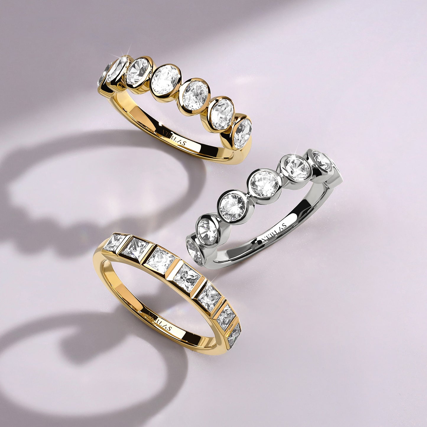 Oval Bezel-Set Half-Eternity Diamond Band