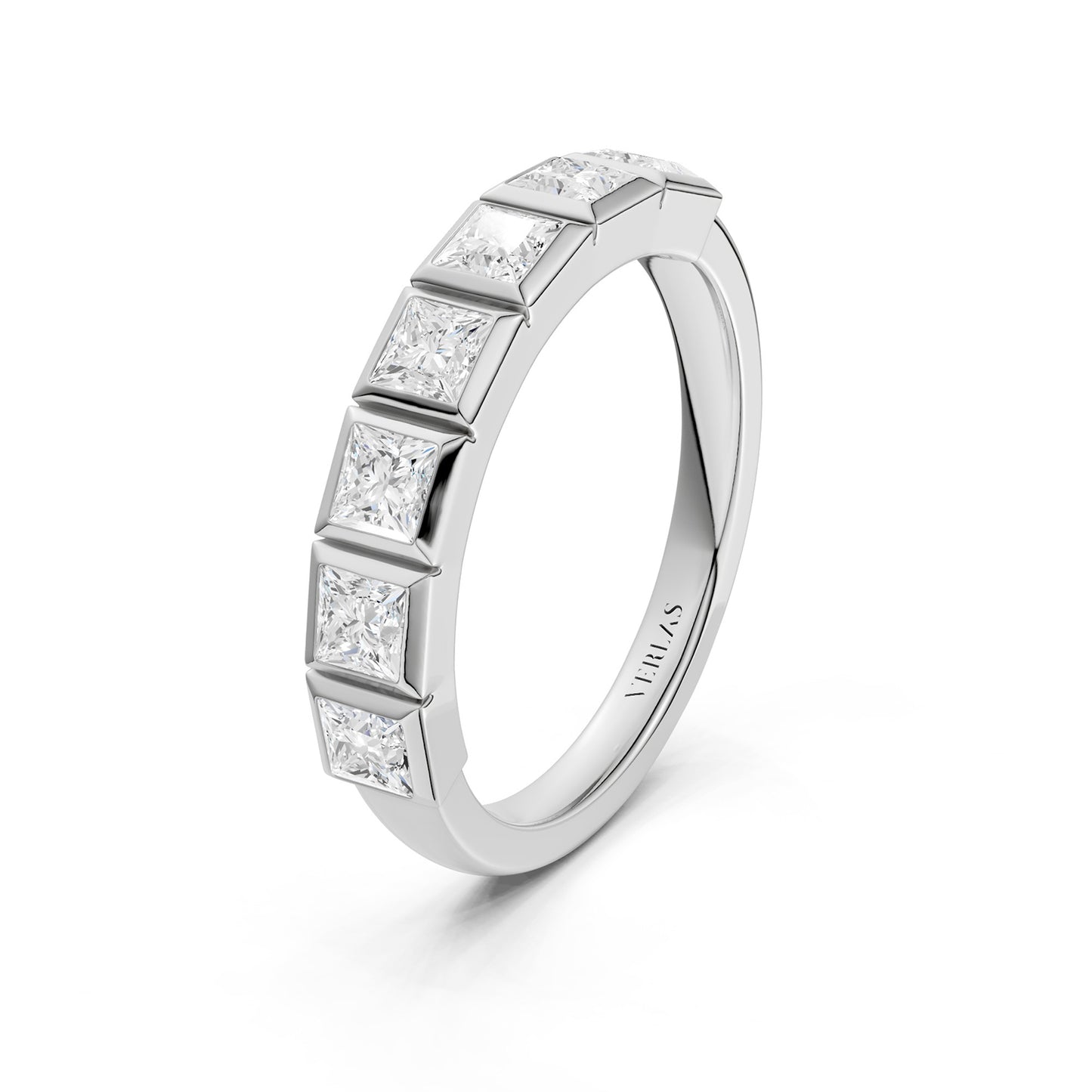 Princess Bezel-Set Half-Eternity Diamond Band