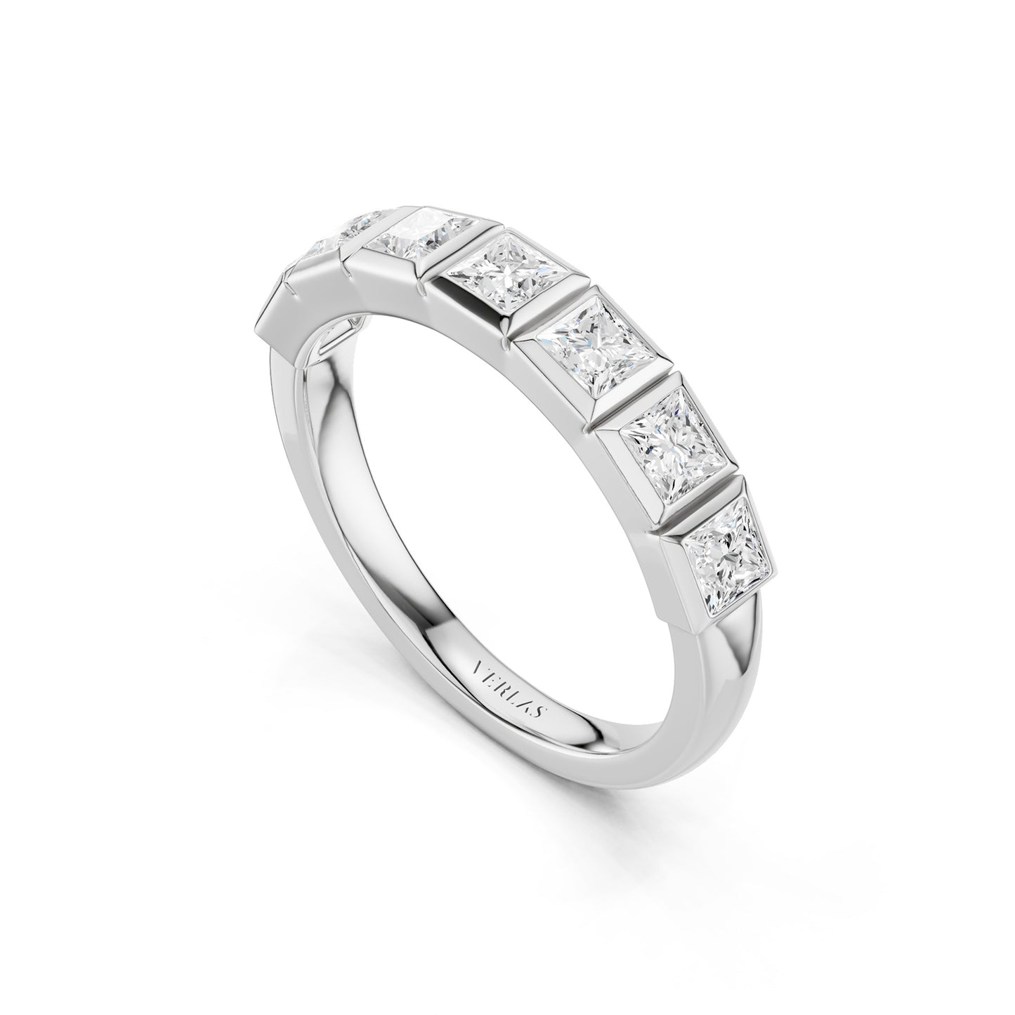 Princess Bezel-Set Half-Eternity Diamond Band