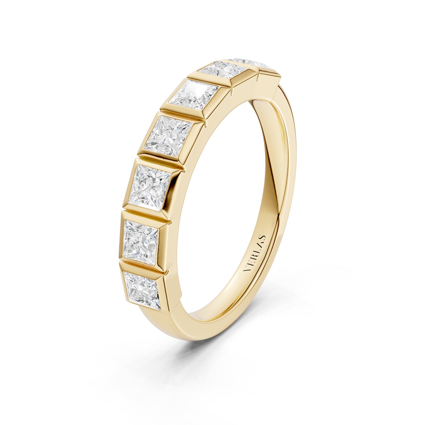 Princess Bezel-Set Half-Eternity Diamond Band