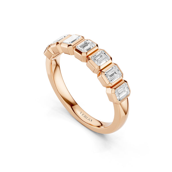 Emerald Bezel-Set Half-Eternity Diamond Band