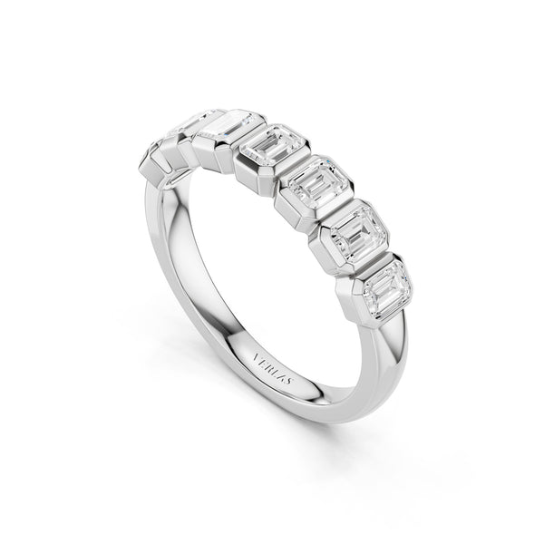 Emerald Bezel-Set Half-Eternity Diamond Band