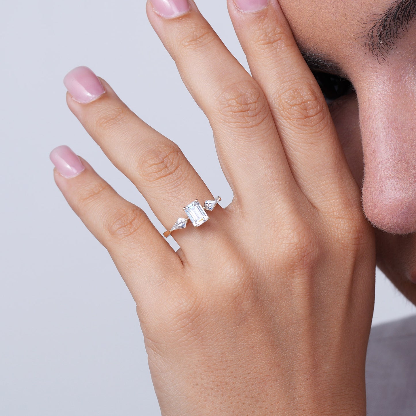 Emerald - Kite Trinity Diamond Ring