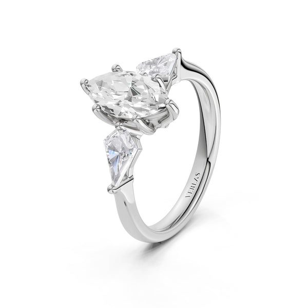 Marquise - Kite Trinity Diamond Ring
