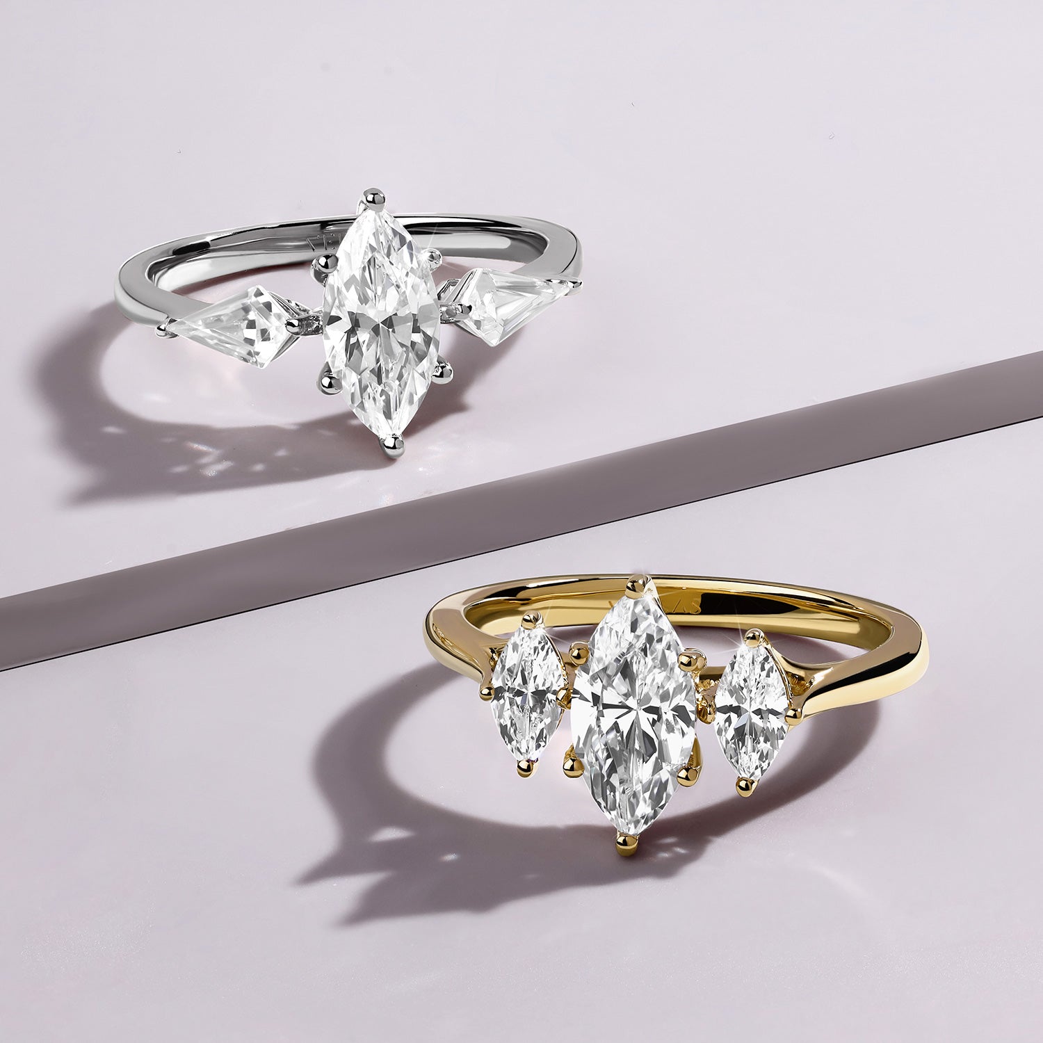 Marquise - Kite Trinity Diamond Ring