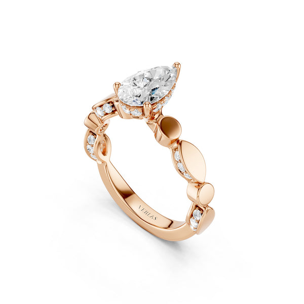 Pear Hidden Halo Accent Diamond Ring