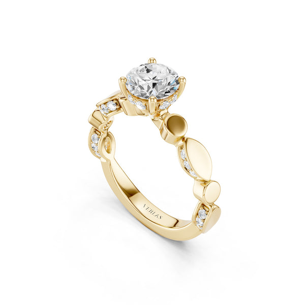 Round Hidden Halo Accent Diamond Ring