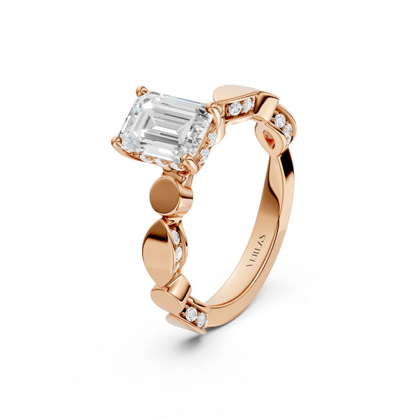 Emerald Hidden Halo Accent Diamond Ring