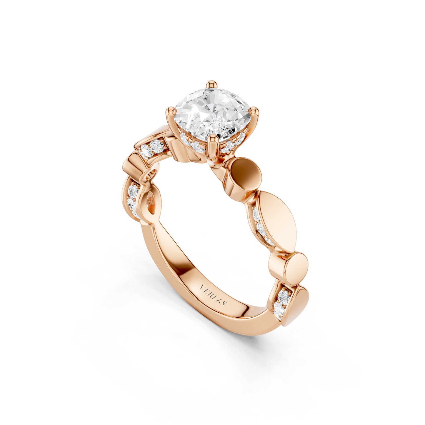 Cushion Hidden Halo Accent Diamond Ring