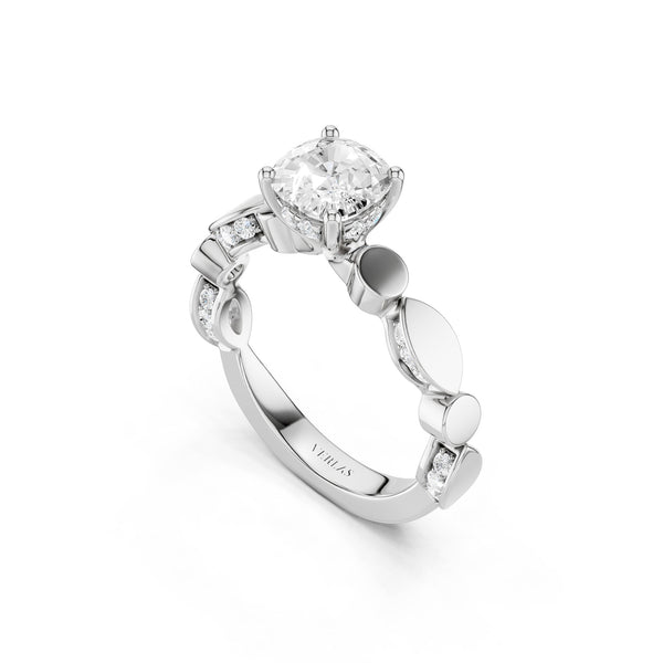 Cushion Hidden Halo Accent Diamond Ring