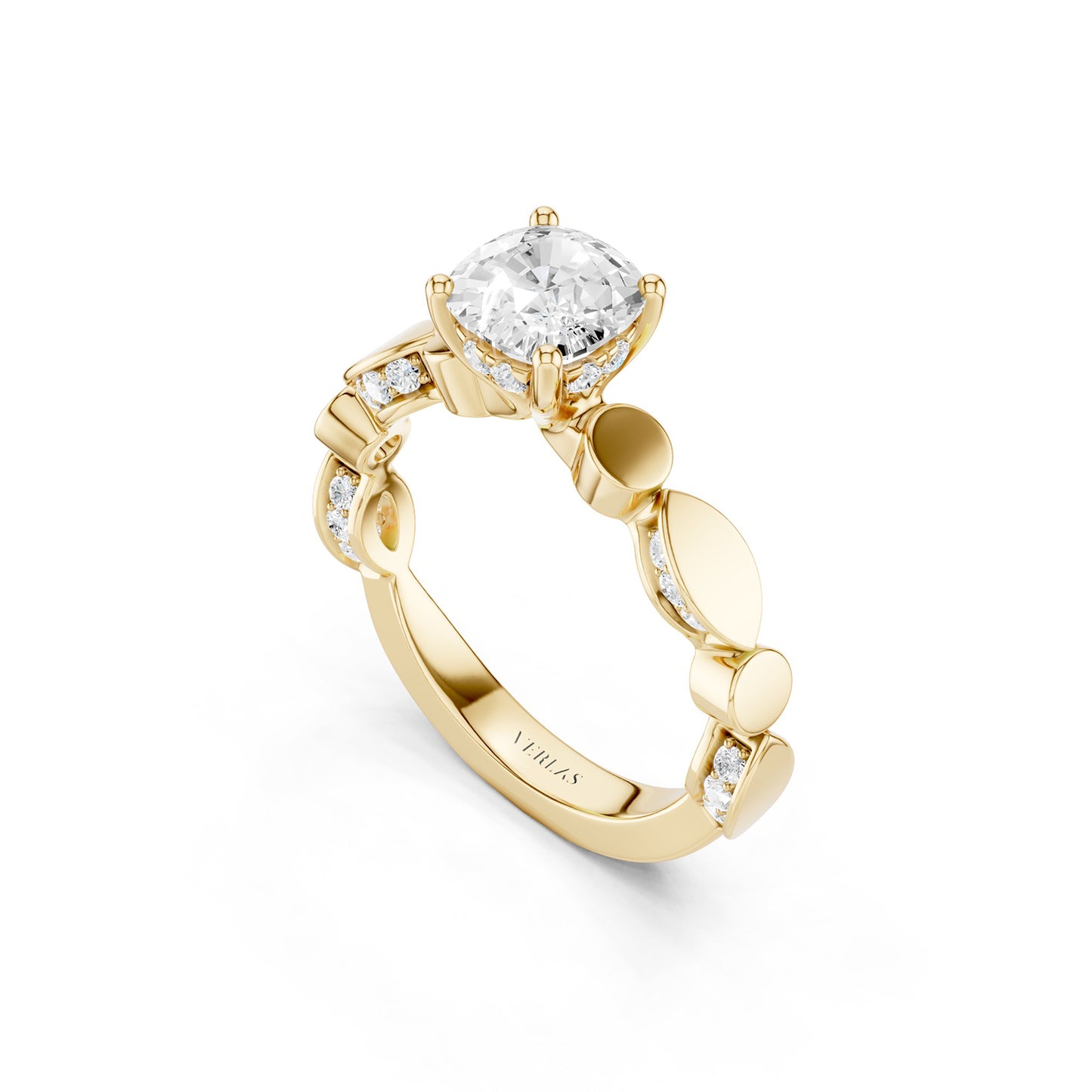 Cushion Hidden Halo Accent Diamond Ring