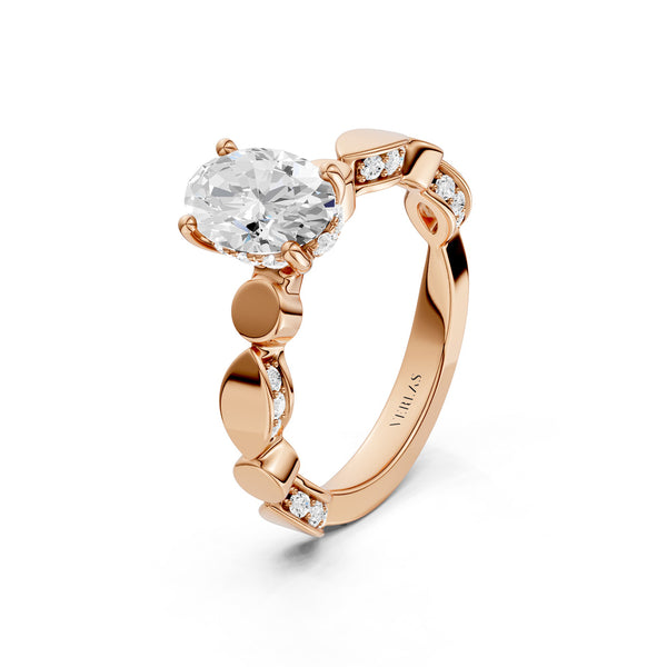 Oval Hidden Halo Accent Diamond Ring