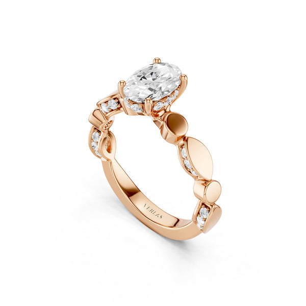 Oval Hidden Halo Accent Diamond Ring