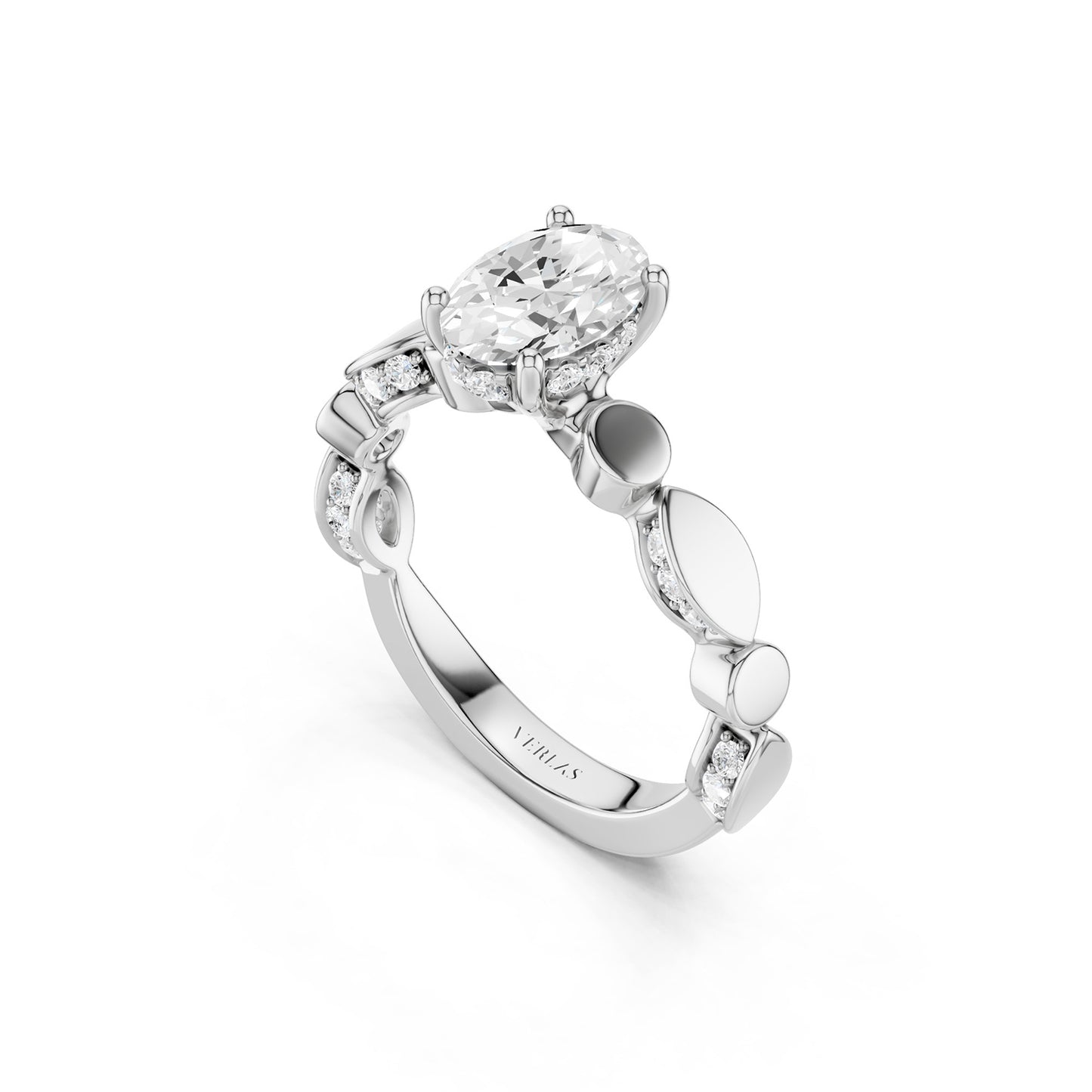 Oval Hidden Halo Accent Diamond Ring