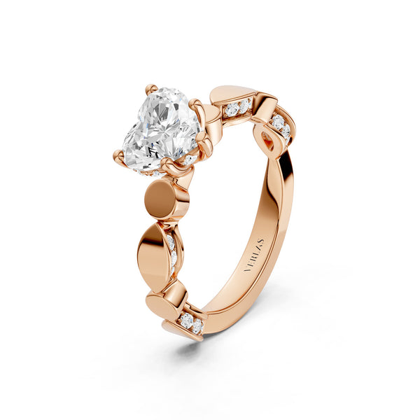 Heart Hidden Halo Accent Diamond Ring