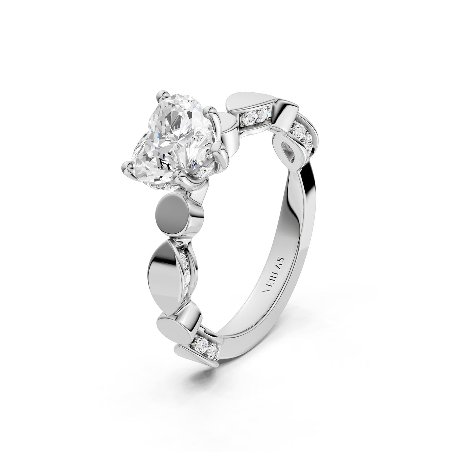 Heart Hidden Halo Accent Diamond Ring