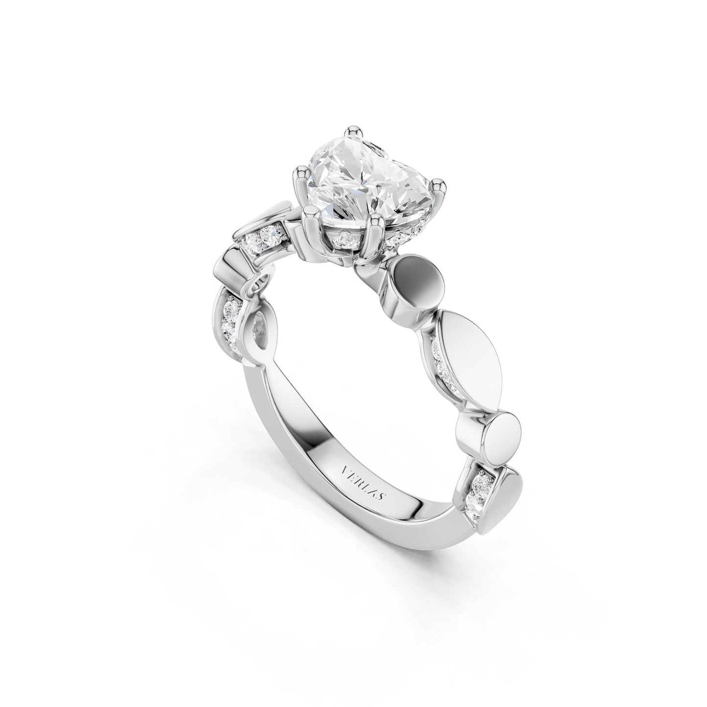 Heart Hidden Halo Accent Diamond Ring