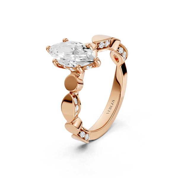 Marquise Hidden Halo Accent Diamond Ring