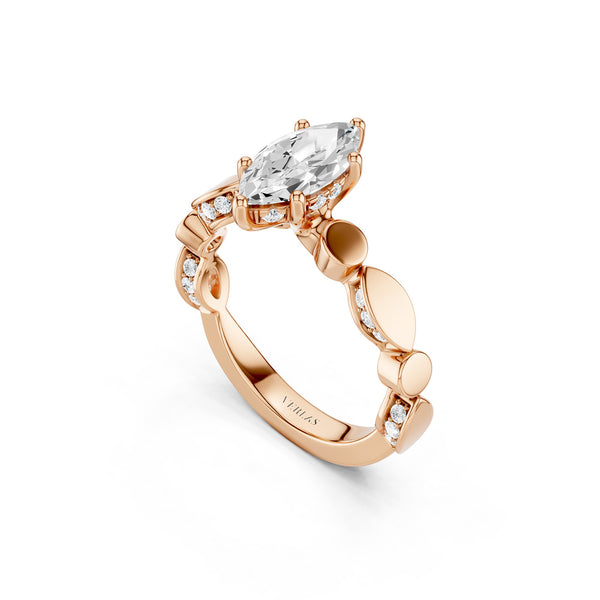 Marquise Hidden Halo Accent Diamond Ring