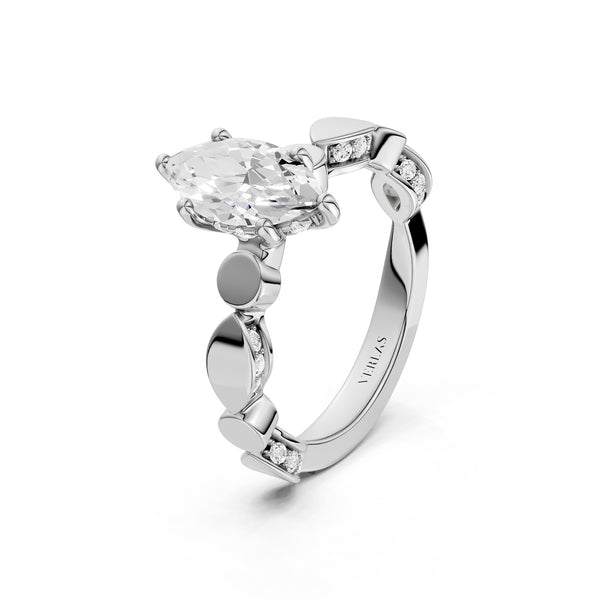 Marquise Hidden Halo Accent Diamond Ring