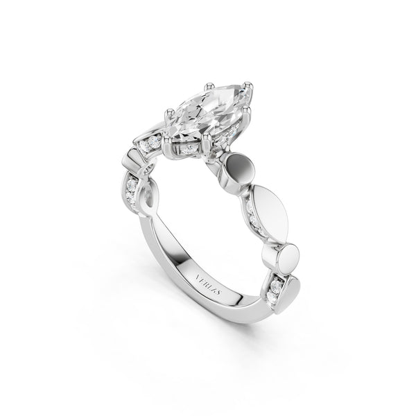 Marquise Hidden Halo Accent Diamond Ring