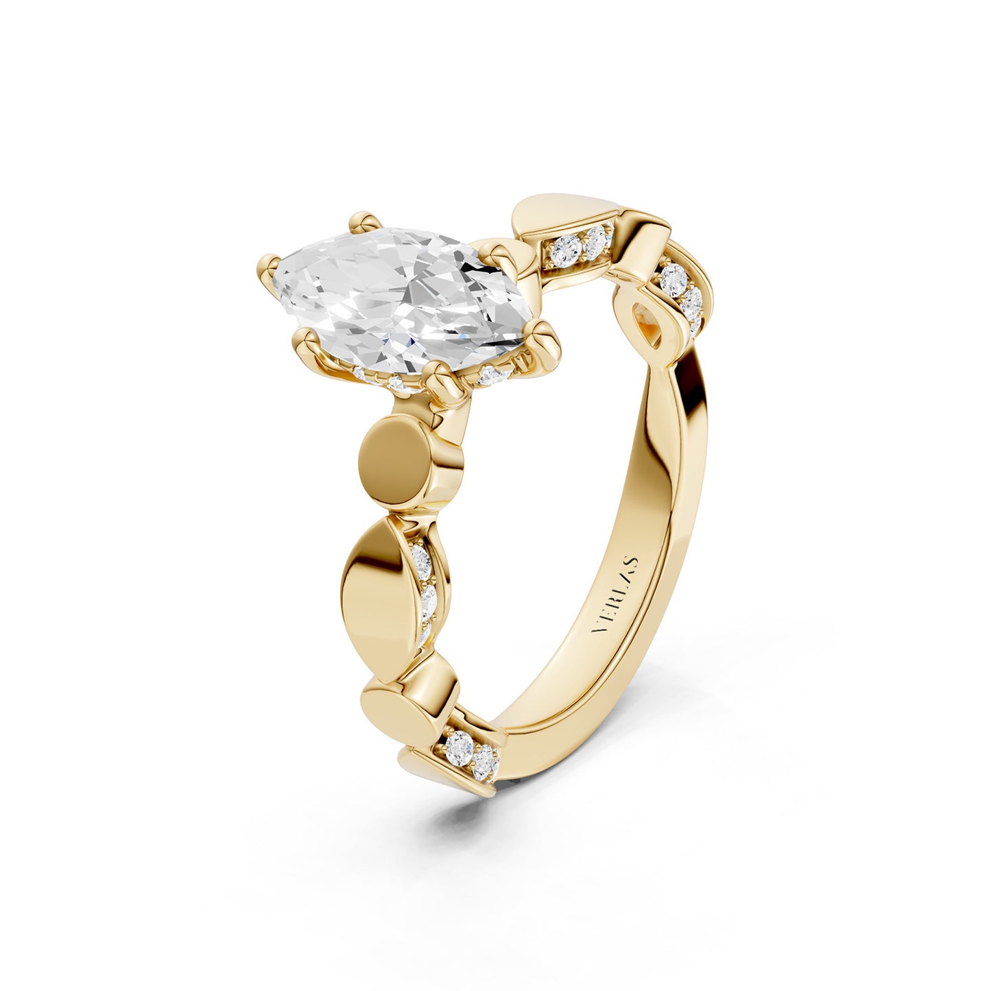 Marquise Hidden Halo Accent Diamond Ring