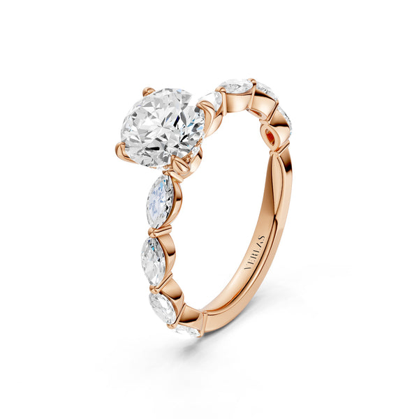 Round-Marquise Hidden Halo Diamond Ring