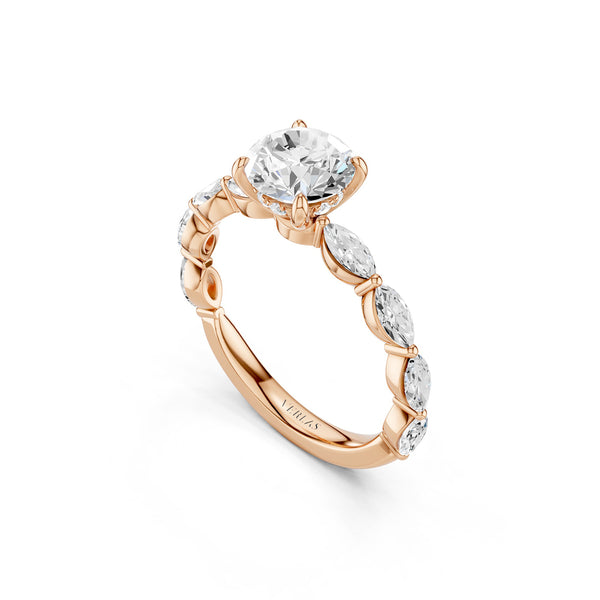Round-Marquise Hidden Halo Diamond Ring