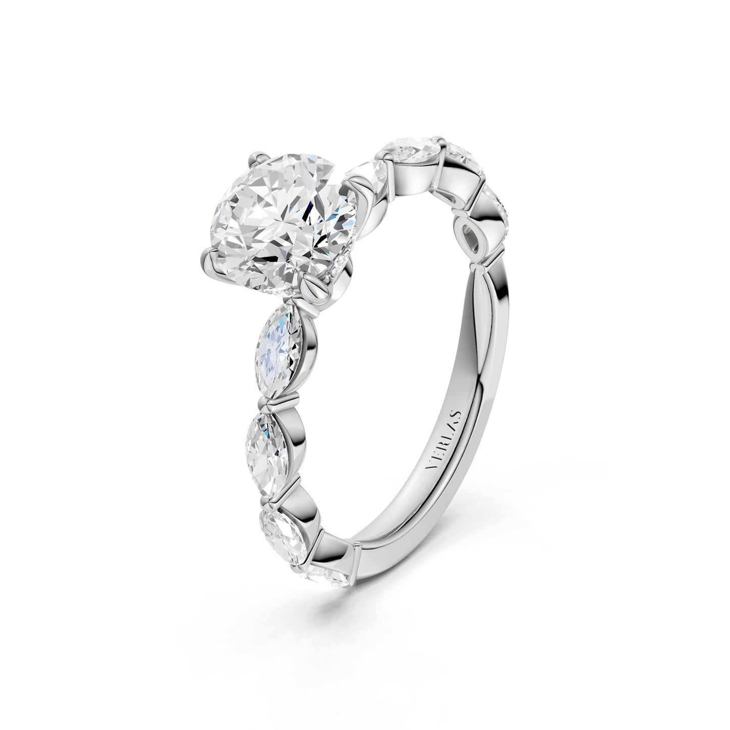 Round-Marquise Hidden Halo Diamond Ring