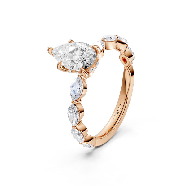 Pear-Marquise Hidden Halo Diamond Ring