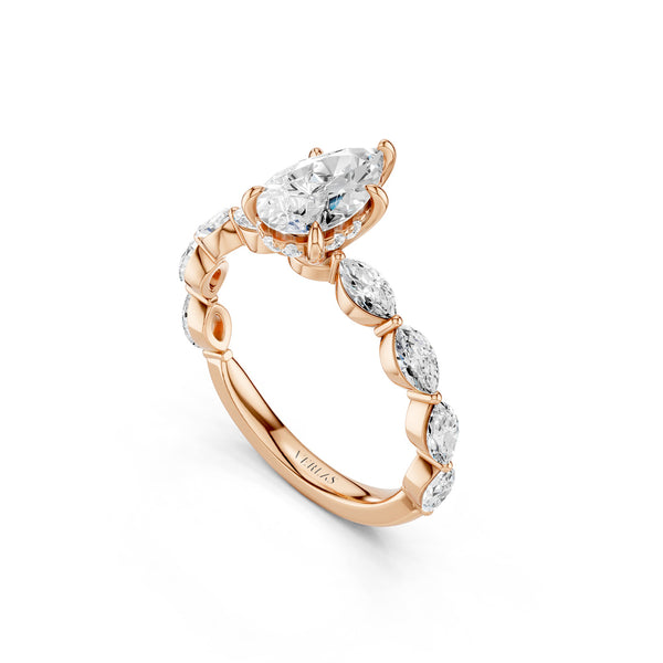 Pear-Marquise Hidden Halo Diamond Ring