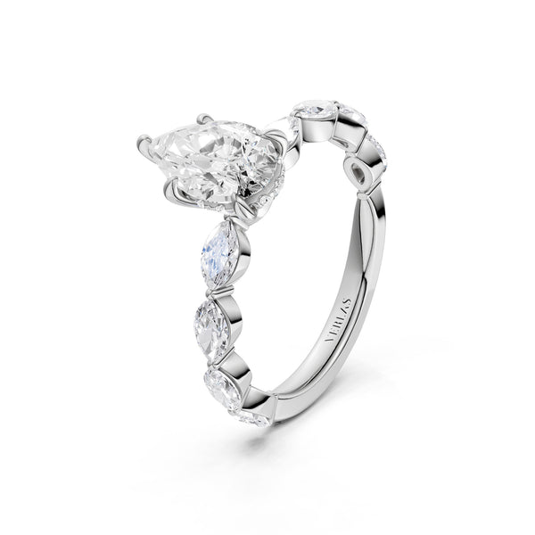 Pear-Marquise Hidden Halo Diamond Ring
