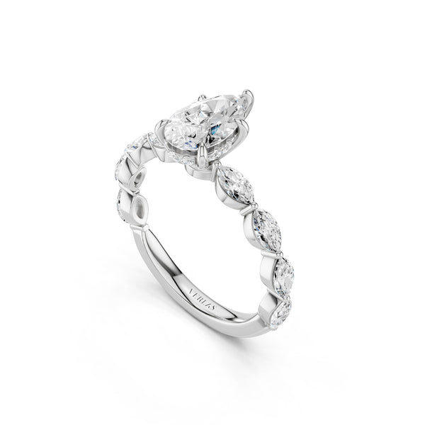 Pear-Marquise Hidden Halo Diamond Ring