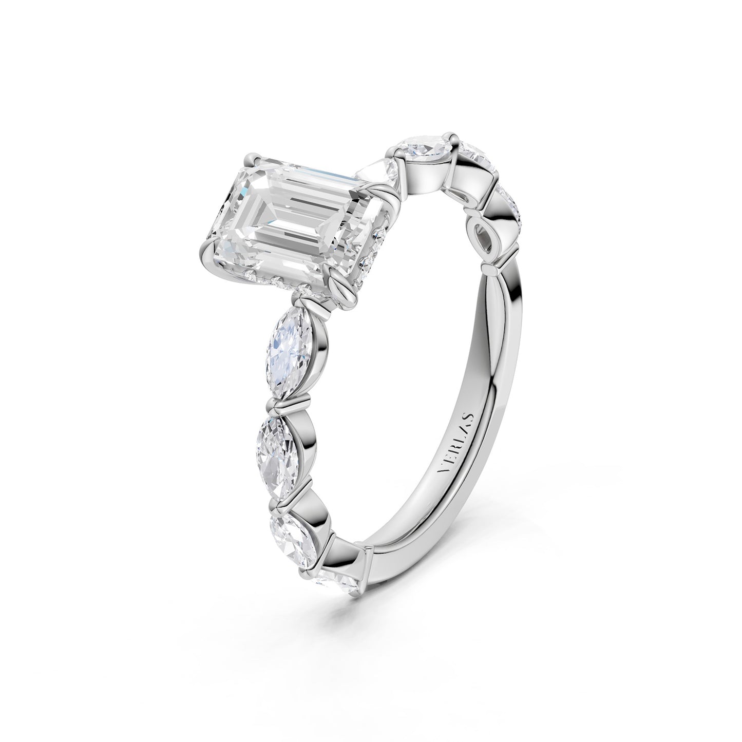 Emerald-Marquise Hidden Halo Diamond Ring