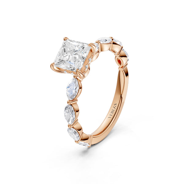 Princess-Marquise  Hidden Halo Diamond Ring