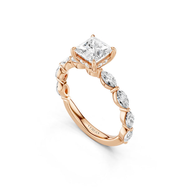 Princess-Marquise  Hidden Halo Diamond Ring