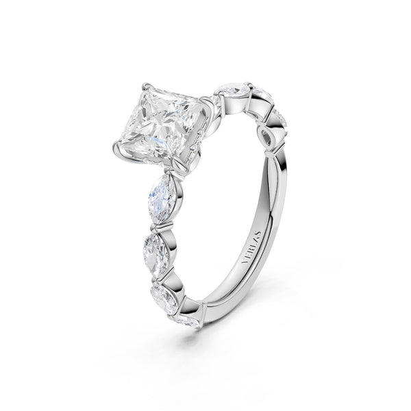 Princess-Marquise  Hidden Halo Diamond Ring