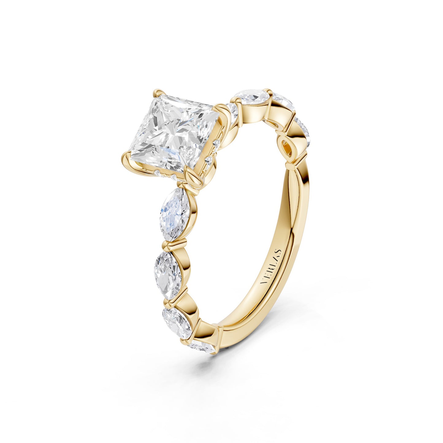 Princess-Marquise  Hidden Halo Diamond Ring