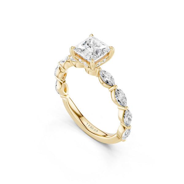 Princess-Marquise  Hidden Halo Diamond Ring