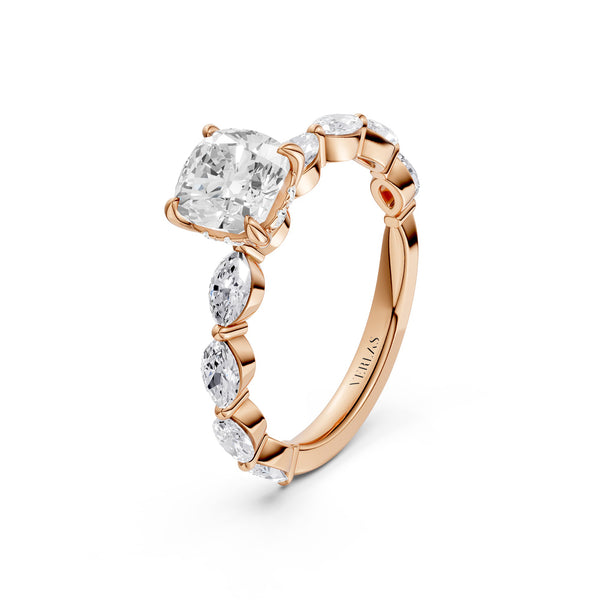 Cushion-Marquise  Hidden Halo Diamond Ring