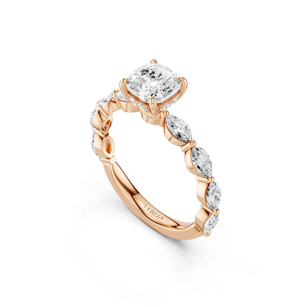 Cushion-Marquise  Hidden Halo Diamond Ring