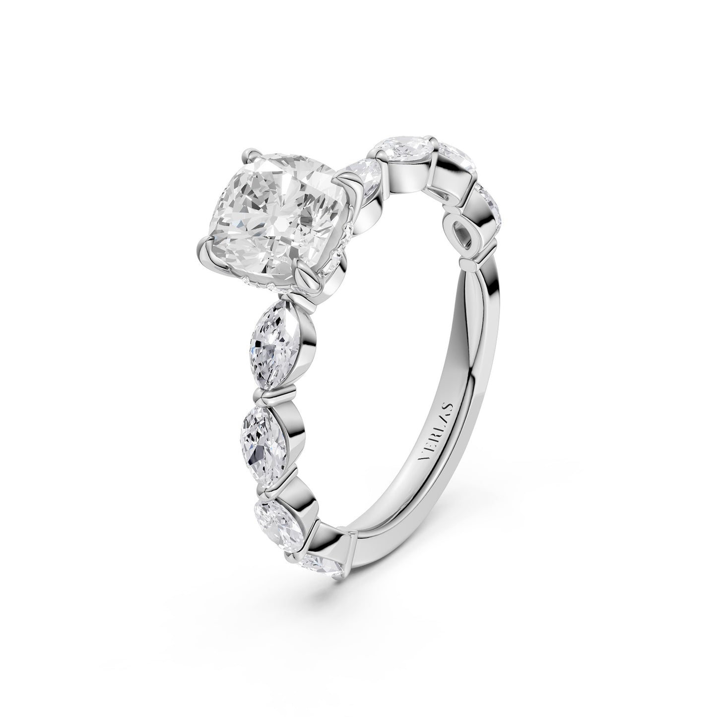 Cushion-Marquise  Hidden Halo Diamond Ring
